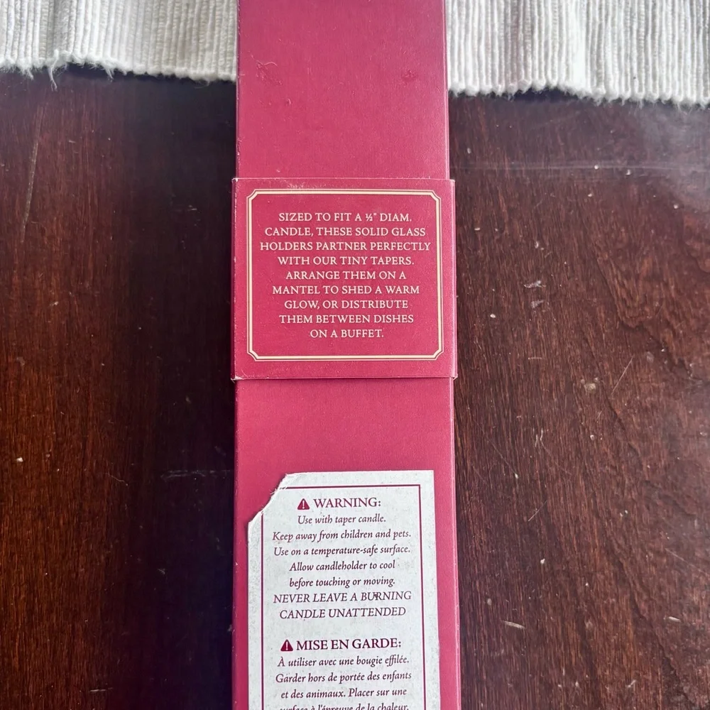 Vintage Williams Sonoma Burgundy and Gold Taper Candle Holders Box